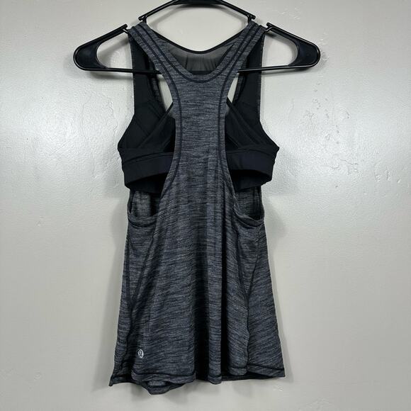 Lululemon Glide and Stride Tank Heathered Black / Black Size 2 - Picture 2 of 8